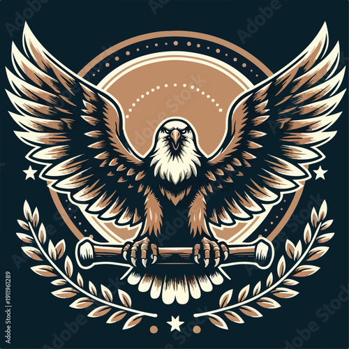 Vector illustration of a mighty eagle flapping its wings