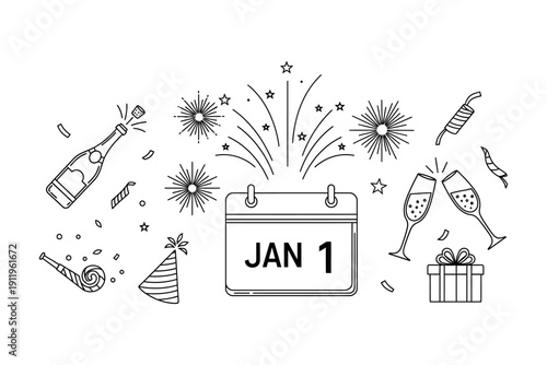 A confident businesswoman raises her arms in triumph against a vibrant sunset backdrop, symbolizing achievement and corporate success in a sleek office environment.