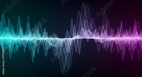 A vibrant sound wave graphic with a dark background and colorful audio signal