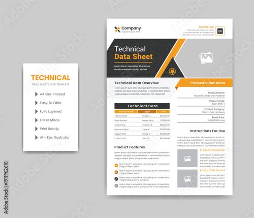 Technical Data Sheet Flyer Template Design