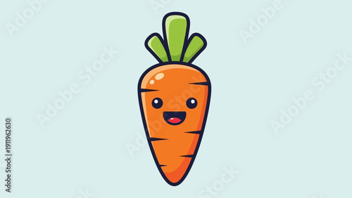Cute cartoon carrot character smiling with joy.