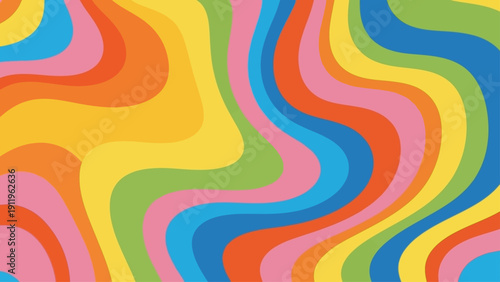 Groovy Retro Pattern with Vibrant Wavy Colors