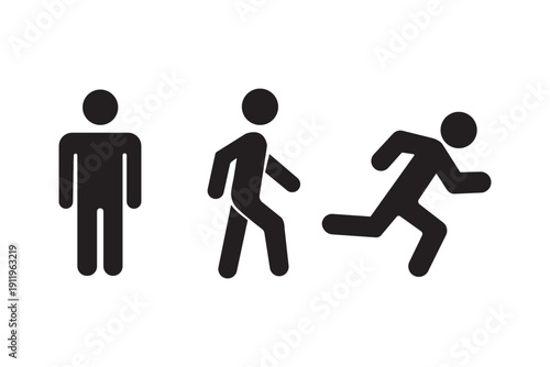 Fotografie Man stands, walk and run icon set