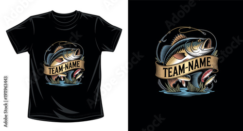 Fishing graphic vector art t-shirt design print template