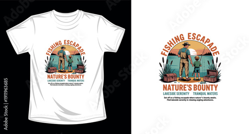 Fishing graphic vector art t-shirt design print template