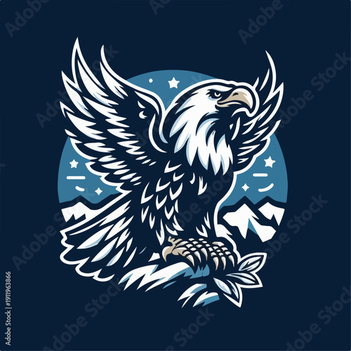 Vector illustration of a mighty eagle flapping its wings