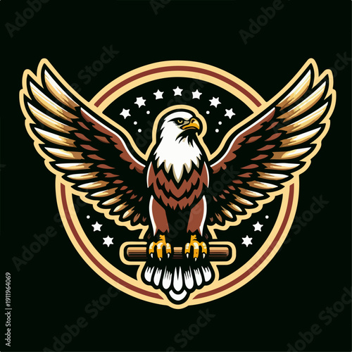 Vector illustration of a mighty eagle flapping its wings