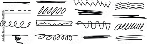 Collection of hand drawn lines and swirls for art and design
