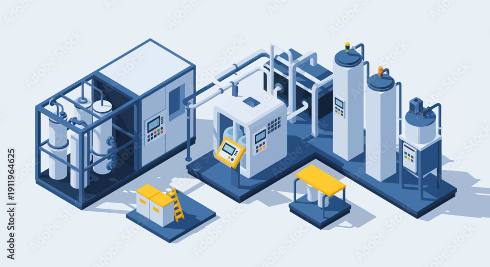 Obraz premium Industrial Chemical Processing Plant Equipment and Machinery.