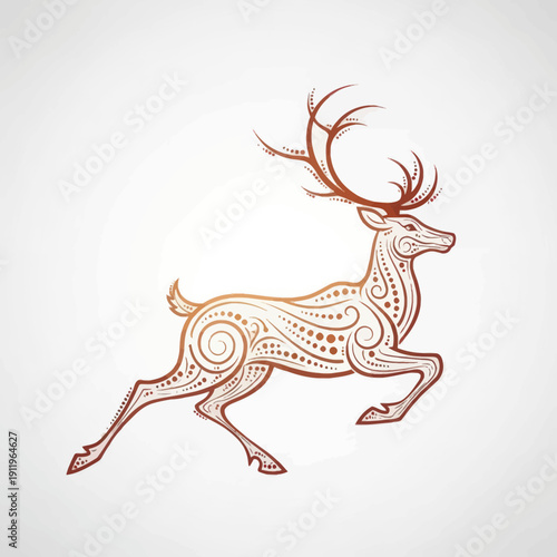 Intricately designed deer with ornate patterns and antlers.