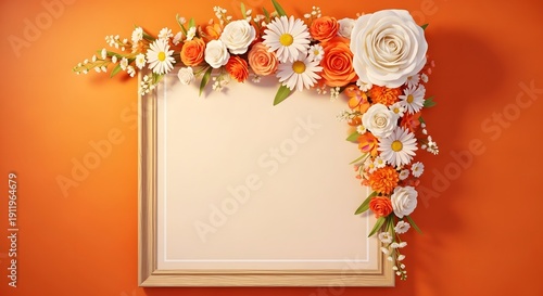 Beautiful floral frame for mother's day celebration with white and orange flowers