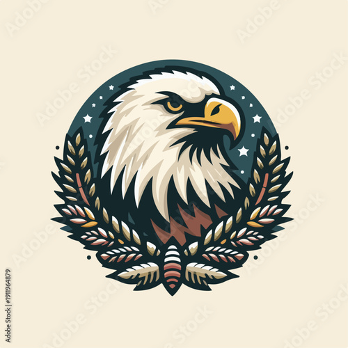 Vector illustration of a mighty eagle flapping its wings