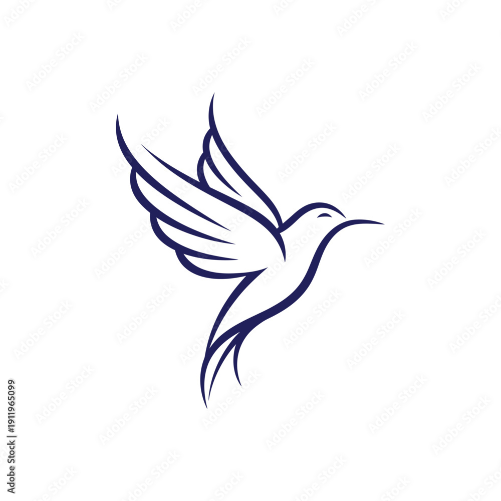 Fototapeta premium hummingbird, bird, avian, wildlife, nature, flying, wings, feather, beak, nectar, floral, garden, tropical, swift, grace, freedom, flight, delicate, silhouette, outline, lineart, minimal, elegant, log