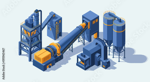 Industrial Factory Production Line Equipment Set.