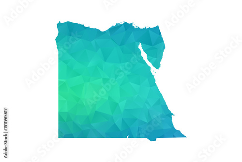 Egypt Map - Polygon Style Vector Illustration in Green and Blue Gradient, Low Poly Geometric Design, Isolated on White Background, Perfect for Infographics and Learning Use.