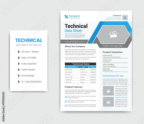 Technical Data Sheet Flyer Template Design