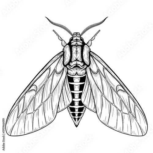 A detailed illustration of a midge showcasing its intricate body structure and wings