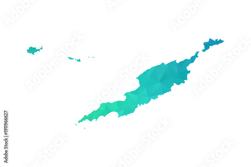 Anguilla Map - Polygon Style Vector Illustration in Green and Blue Gradient, Low Poly Geometric Design, Isolated on White Background, Perfect for Infographics and Learning Use.