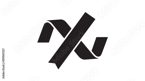 Black ribbon cross symbol isolated on white background for awareness campaigns and memorial events