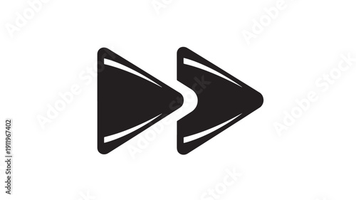 Black Double Arrow Icons Pointing Right on White Background, Simple Navigation Symbol