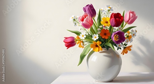 Beautiful flowers bouquet for mother's day celebration with tulips and more