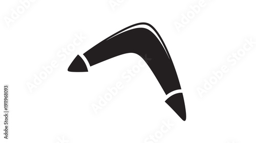 Black Boomerang on White Background, Australian Aboriginal Symbol