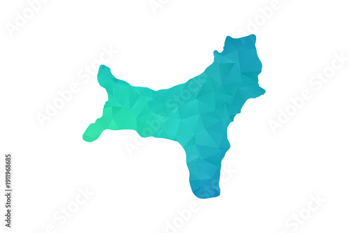 Christmas Island Map - Polygon Style Vector Illustration in Green and Blue Gradient, Low Poly Geometric Design, Isolated on White Background, Perfect for Infographics and Learning Use.