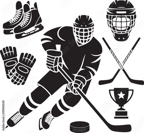 Hockey logo label and emblem set