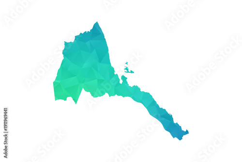 Eritrea Map - Polygon Style Vector Illustration in Green and Blue Gradient, Low Poly Geometric Design, Isolated on White Background, Perfect for Infographics and Learning Use.