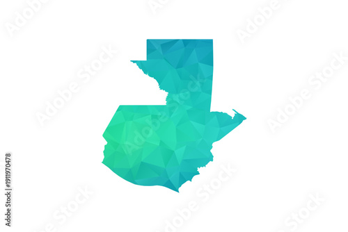 Guatemala Map - Polygon Style Vector Illustration in Green and Blue Gradient, Low Poly Geometric Design, Isolated on White Background, Perfect for Infographics and Learning Use.