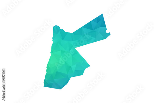 Jordan Map - Polygon Style Vector Illustration in Green and Blue Gradient, Low Poly Geometric Design, Isolated on White Background, Perfect for Infographics and Learning Use.