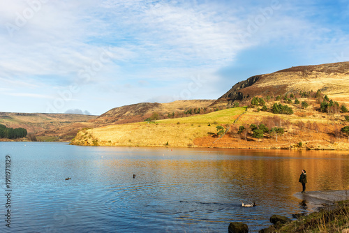 Dovestone reservoir in Peak District at Saddleworth Moor in Greater Manchester, England.