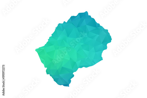 Lesotho Map - Polygon Style Vector Illustration in Green and Blue Gradient, Low Poly Geometric Design, Isolated on White Background, Perfect for Infographics and Learning Use.