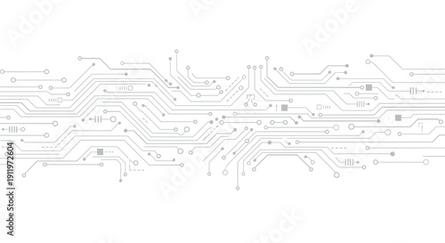 Detailed Electronic Circuit Board Lines on Light Grey Background