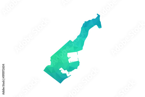 Monaco Map - Polygon Style Vector Illustration in Green and Blue Gradient, Low Poly Geometric Design, Isolated on White Background, Perfect for Infographics and Learning Use.