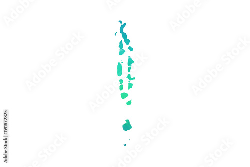 Maldives Map - Polygon Style Vector Illustration in Green and Blue Gradient, Low Poly Geometric Design, Isolated on White Background, Perfect for Infographics and Learning Use.
