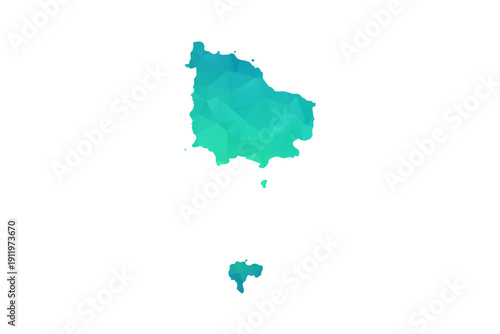 Norfolk Island Map - Polygon Style Vector Illustration in Green and Blue Gradient, Low Poly Geometric Design, Isolated on White Background, Perfect for Infographics and Learning Use.