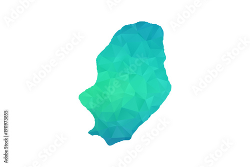 Niue Map - Polygon Style Vector Illustration in Green and Blue Gradient, Low Poly Geometric Design, Isolated on White Background, Perfect for Infographics and Learning Use.