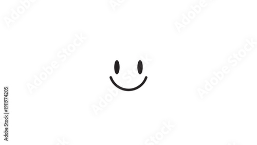 Simple Minimal Smiley Face Icon on White Background.