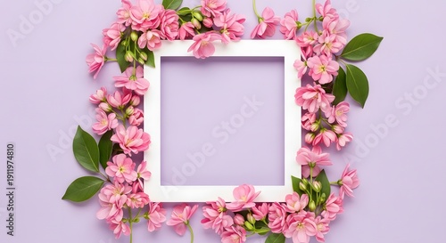 Beautiful mother's day frame with pink flowers and leaves for a special mom