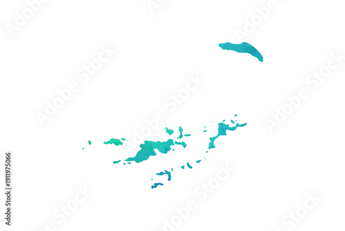 British Virgin Islands Map - Polygon Style Vector Illustration in Green and Blue Gradient, Low Poly Geometric Design, Isolated on White Background, Perfect for Infographics and Learning Use.