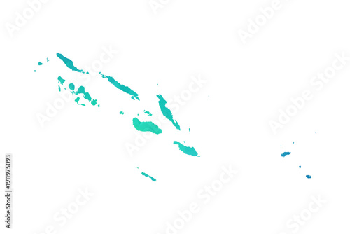 Solomon Islands Map - Polygon Style Vector Illustration in Green and Blue Gradient, Low Poly Geometric Design, Isolated on White Background, Perfect for Infographics and Learning Use.