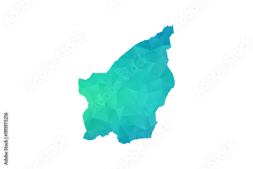 San Marino Map - Polygon Style Vector Illustration in Green and Blue Gradient, Low Poly Geometric Design, Isolated on White Background, Perfect for Infographics and Learning Use.