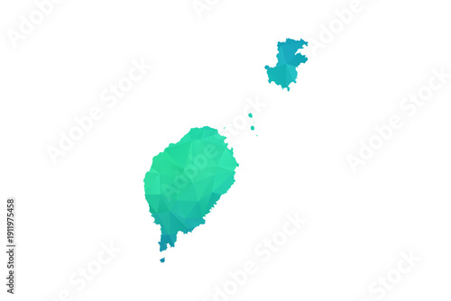 Sao Tome and Principe Map - Polygon Style Vector Illustration in Green and Blue Gradient, Low Poly Geometric Design, Isolated on White Background, Perfect for Infographics and Learning Use.
