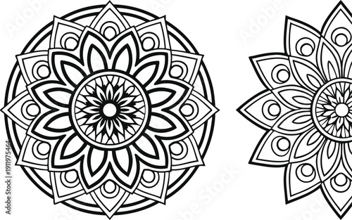 Minimalist Line Art for Digital Coloring. Detailed Floral Pattern for Adult Coloring. Geometric Mandala Design for Creative Relaxation. Cute Animal Illustration for Kids Coloring. Abstract Botanical
