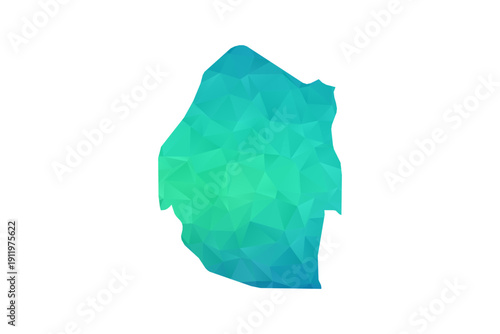 Swaziland Map - Polygon Style Vector Illustration in Green and Blue Gradient, Low Poly Geometric Design, Isolated on White Background, Perfect for Infographics and Learning Use.