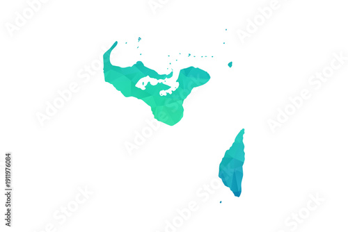 Tonga Map - Polygon Style Vector Illustration in Green and Blue Gradient, Low Poly Geometric Design, Isolated on White Background, Perfect for Infographics and Learning Use.