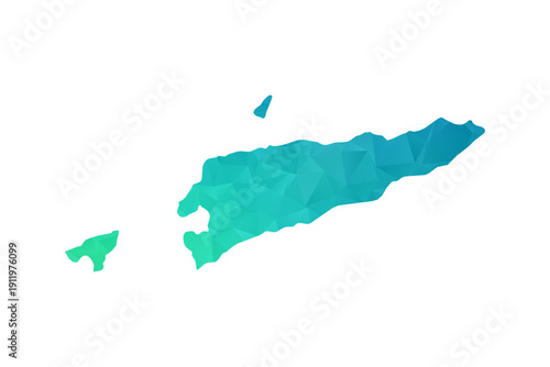Timor Leste Map - Polygon Style Vector Illustration in Green and Blue Gradient, Low Poly Geometric Design, Isolated on White Background, Perfect for Infographics and Learning Use.