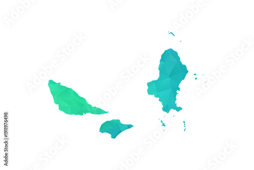 Wallis and Futuna Map - Polygon Style Vector Illustration in Green and Blue Gradient, Low Poly Geometric Design, Isolated on White Background, Perfect for Infographics and Learning Use.