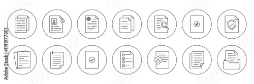 Document File Icon Set – Paper, Report, Text File, Folder and Office Document Vector Icon Collection